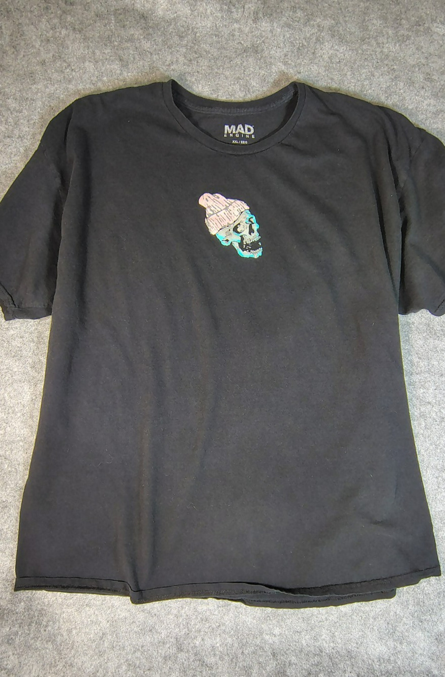 MAD Engine Skeleton Skateboard Graphic Tee Black Size M Size XXL